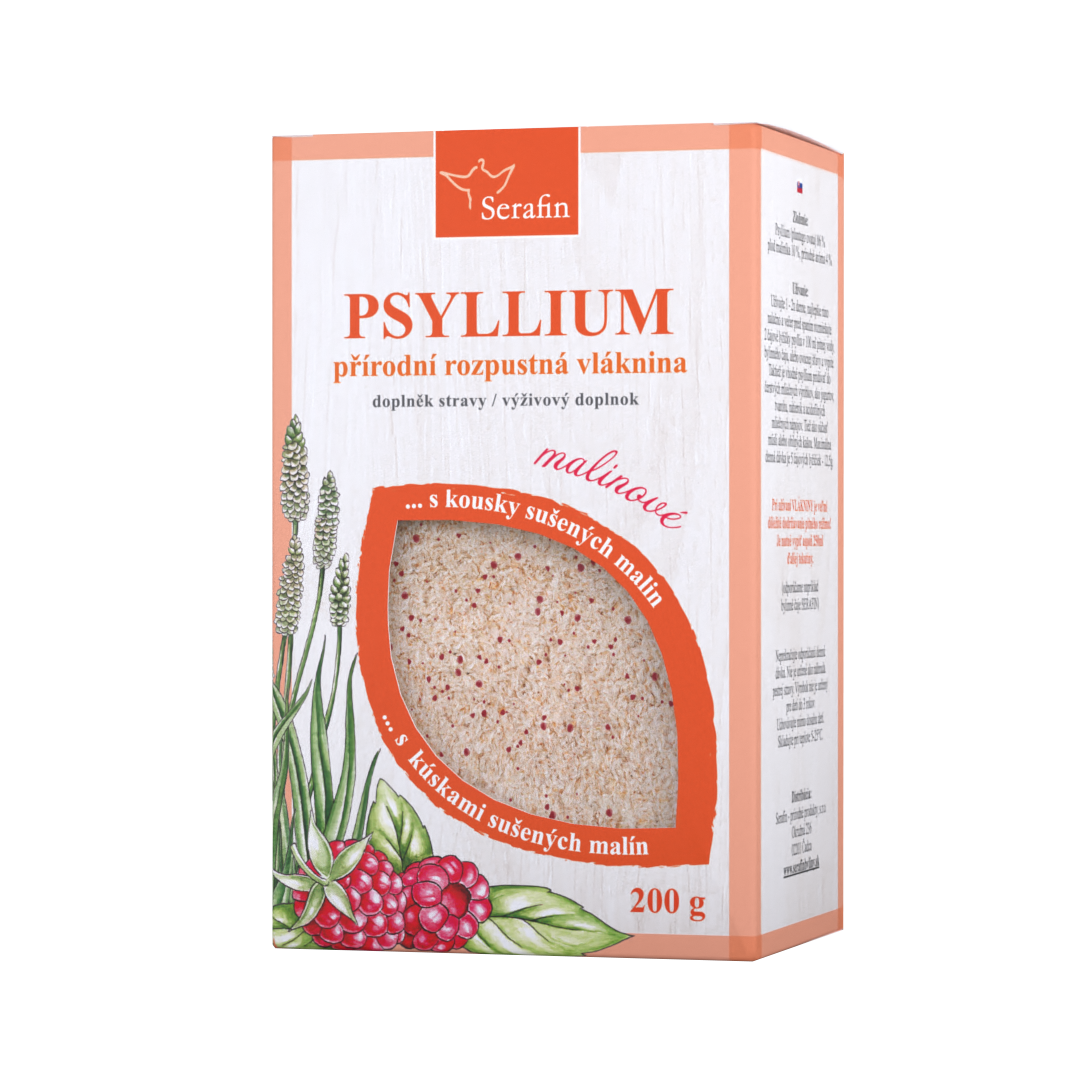 Psyllium s přírodním aromatem a kousky ovoce – malina | Serafin byliny